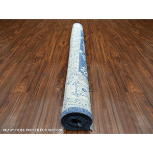 6'x8'8" Denim Blue, Organic Wool Hand Knotted, Fine Peshawar With Geometric Design Natural Dyes, Oriental Rug FWR420024