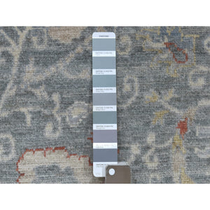 6'1"x8'8" Soft, Velvety Plush Wool Hand Knotted Gray Stone Wash Peshawar With All Over Motifs Oriental Rug FWR420066