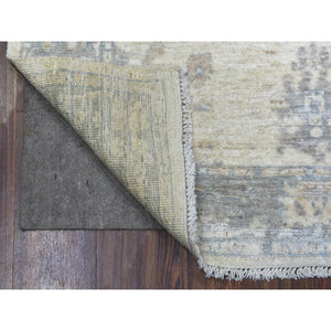 4'x6' Ivory Angora Oushak With All Over Design Hand Knotted Soft Afghan Wool Oriental Rug FWR420240