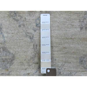 4'x6' Ivory Angora Oushak With All Over Design Hand Knotted Soft Afghan Wool Oriental Rug FWR420240