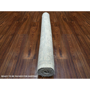 4'x6' Ivory Angora Oushak With All Over Design Hand Knotted Soft Afghan Wool Oriental Rug FWR420240