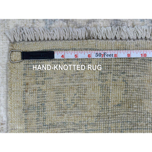4'x6' Ivory Angora Oushak With All Over Design Hand Knotted Soft Afghan Wool Oriental Rug FWR420240