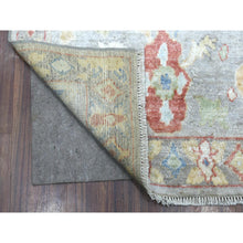 Load image into Gallery viewer, 6&#39;x8&#39;8&quot; Hand Knotted Gray Afghan Angora Oushak With Colorful Geometric Medallions Design Soft Wool Oriental Rug FWR420390