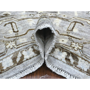 8'1"x9'8" Gray with a Blend of Bold Colors All Over Design Angora Oushak Hand Knotted Soft Afghan Wool Oriental Rug FWR420414