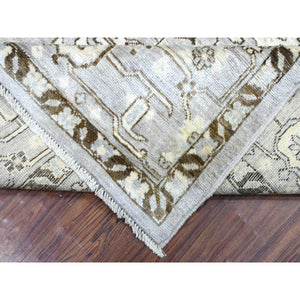 8'1"x9'8" Gray with a Blend of Bold Colors All Over Design Angora Oushak Hand Knotted Soft Afghan Wool Oriental Rug FWR420414