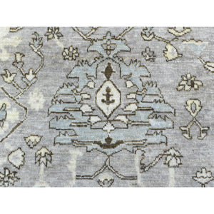 8'1"x9'8" Gray with a Blend of Bold Colors All Over Design Angora Oushak Hand Knotted Soft Afghan Wool Oriental Rug FWR420414