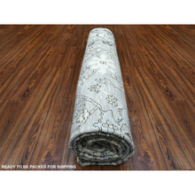 Load image into Gallery viewer, 8&#39;1&quot;x9&#39;8&quot; Gray with a Blend of Bold Colors All Over Design Angora Oushak Hand Knotted Soft Afghan Wool Oriental Rug FWR420414