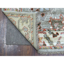 Load image into Gallery viewer, 2&#39;7&quot;x9&#39;8&quot; Hand Knotted Gray Afghan Angora Oushak With Bold Color Floral Pattern Pure Wool Oriental Rug FWR420648
