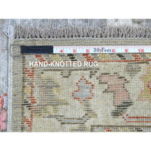 Load image into Gallery viewer, 2&#39;7&quot;x9&#39;8&quot; Hand Knotted Gray Afghan Angora Oushak With Bold Color Floral Pattern Pure Wool Oriental Rug FWR420648