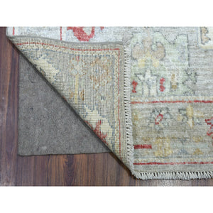 2'10"x17' Gray Afghan Angora Oushak With Touches Of Red Hand Knotted Natural Wool Oriental Xl Runner Rug FWR420708
