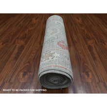 Load image into Gallery viewer, 2&#39;10&quot;x17&#39; Gray Afghan Angora Oushak With Touches Of Red Hand Knotted Natural Wool Oriental Xl Runner Rug FWR420708