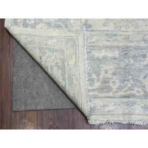 8'1"x9'8" Gray Afghan Angora Oushak Hand Knotted With All Over Beautiful Design Natural Wool Oriental Rug FWR420750