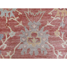 Load image into Gallery viewer, 11&#39;9&quot;x14&#39;8&quot; Coral Pink Hand Knotted Afghan Angora Oushak With Beautiful Leaf Design Natural Wool Oriental Rug FWR420840