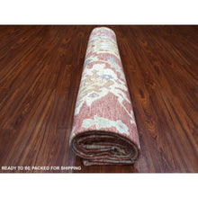 Load image into Gallery viewer, 11&#39;9&quot;x14&#39;8&quot; Coral Pink Hand Knotted Afghan Angora Oushak With Beautiful Leaf Design Natural Wool Oriental Rug FWR420840