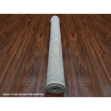 Load image into Gallery viewer, 4&#39;x5&#39;10&quot; Silver Gray Hand Knotted Afghan Angora Oushak With Touches Of Blue Soft Wool Oriental Rug FWR420846
