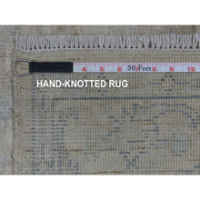 Load image into Gallery viewer, 4&#39;x5&#39;10&quot; Silver Gray Hand Knotted Afghan Angora Oushak With Touches Of Blue Soft Wool Oriental Rug FWR420846