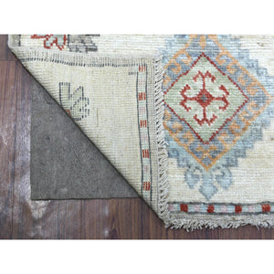 3'x12' Hand Knotted Gray Anatolian Village Inspired With Large Medallions Design Extra Soft Wool Oriental Wide Runner Rug FWR421086