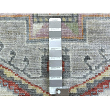 Load image into Gallery viewer, 3&#39;x12&#39; Hand Knotted Gray Anatolian Village Inspired With Large Medallions Design Extra Soft Wool Oriental Wide Runner Rug FWR421086