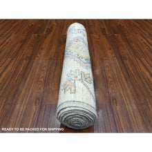 Load image into Gallery viewer, 3&#39;x12&#39; Hand Knotted Gray Anatolian Village Inspired With Large Medallions Design Extra Soft Wool Oriental Wide Runner Rug FWR421086