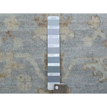 Load image into Gallery viewer, 3&#39;x13&#39;7&quot; Gray, Afghan Angora Ushak with All Over Motifs, Pure Wool, Hand Knotted, Oriental Runner Rug FWR421128