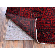 Load image into Gallery viewer, 2&#39;8&quot;x4&#39; Berry Red, Afghan Khamyab With Geometric Design, Hand Knotted, Soft Wool, Natural Dyes, Mat, Sample, Oriental Rug FWR4206