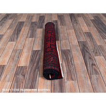 Load image into Gallery viewer, 2&#39;8&quot;x4&#39; Berry Red, Afghan Khamyab With Geometric Design, Hand Knotted, Soft Wool, Natural Dyes, Mat, Sample, Oriental Rug FWR4206