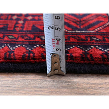 Load image into Gallery viewer, 2&#39;8&quot;x4&#39; Berry Red, Afghan Khamyab With Geometric Design, Hand Knotted, Soft Wool, Natural Dyes, Mat, Sample, Oriental Rug FWR4206