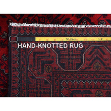 Load image into Gallery viewer, 2&#39;8&quot;x4&#39; Berry Red, Afghan Khamyab With Geometric Design, Hand Knotted, Soft Wool, Natural Dyes, Mat, Sample, Oriental Rug FWR4206