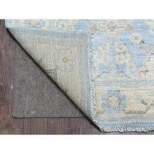Load image into Gallery viewer, 2&#39;9&quot;x15&#39; Hand Knotted Denim Blue Washed Out Peshawar With Flower Medallion Design Pure Afghan Wool Oriental Xl Runner Rug FWR421602