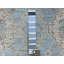 Load image into Gallery viewer, 2&#39;9&quot;x15&#39; Hand Knotted Denim Blue Washed Out Peshawar With Flower Medallion Design Pure Afghan Wool Oriental Xl Runner Rug FWR421602