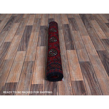Load image into Gallery viewer, 2&#39;9&quot;x3&#39;10&quot; Ruby Red, Princess Bokara With Geometric Medallions Design, Vegetable Dyes, 100% Wool, Hand Knotted, Mat, Sample, Oriental Rug S702