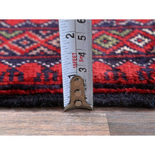 Load image into Gallery viewer, 2&#39;9&quot;x3&#39;10&quot; Ruby Red, Princess Bokara With Geometric Medallions Design, Vegetable Dyes, 100% Wool, Hand Knotted, Mat, Sample, Oriental Rug S702