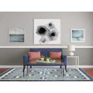 5'10"x8'9" Soft and Pliable Wool Hand Knotted Denim Blue Maze Design with Berber Influence Oriental Rug FWR421860