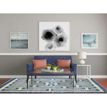 Load image into Gallery viewer, 5&#39;10&quot;x8&#39;9&quot; Soft And Pliable Wool Hand Knotted Denim Blue Maze Design With Berber Influence Oriental Rug FWR421860