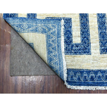 Load image into Gallery viewer, 5&#39;10&quot;x8&#39;9&quot; Soft and Pliable Wool Hand Knotted Denim Blue Maze Design with Berber Influence Oriental Rug FWR421860