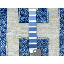 Load image into Gallery viewer, 5&#39;10&quot;x8&#39;9&quot; Soft And Pliable Wool Hand Knotted Denim Blue Maze Design With Berber Influence Oriental Rug FWR421860