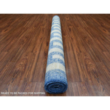 Load image into Gallery viewer, 5&#39;10&quot;x8&#39;9&quot; Soft and Pliable Wool Hand Knotted Denim Blue Maze Design with Berber Influence Oriental Rug FWR421860