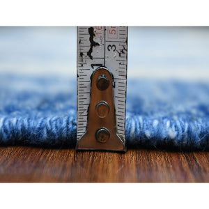 5'10"x8'9" Soft and Pliable Wool Hand Knotted Denim Blue Maze Design with Berber Influence Oriental Rug FWR421860