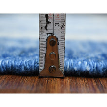Load image into Gallery viewer, 5&#39;10&quot;x8&#39;9&quot; Soft And Pliable Wool Hand Knotted Denim Blue Maze Design With Berber Influence Oriental Rug FWR421860