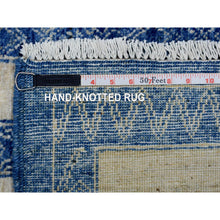 Load image into Gallery viewer, 5&#39;10&quot;x8&#39;9&quot; Soft And Pliable Wool Hand Knotted Denim Blue Maze Design With Berber Influence Oriental Rug FWR421860