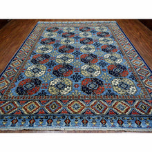 Load image into Gallery viewer, 9&#39;8&quot;x12&#39;4&quot; Hand Knotted Blue Afghan Ersari With Geometric Design Afghan Wool Oriental Rug FWR421926