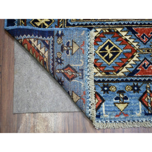 9'8"x12'4" Hand Knotted Blue Afghan Ersari With Geometric Design Afghan Wool Oriental Rug FWR421926