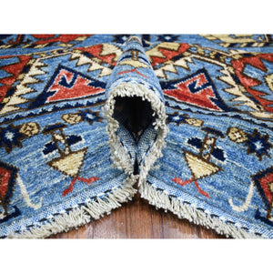 9'8"x12'4" Hand Knotted Blue Afghan Ersari With Geometric Design Afghan Wool Oriental Rug FWR421926