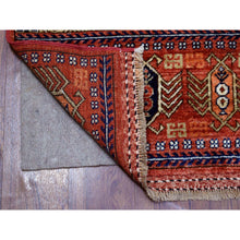 Load image into Gallery viewer, 4&#39;1&quot;x10&#39;2&quot; Deep Red Afghan Ersari With Hutchlu Parda Design Soft, Velvety Plush Wool Hand Knotted Oriental Wide Runner Rug FWR422142