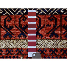 Load image into Gallery viewer, 4&#39;1&quot;x10&#39;2&quot; Deep Red Afghan Ersari With Hutchlu Parda Design Soft, Velvety Plush Wool Hand Knotted Oriental Wide Runner Rug FWR422142