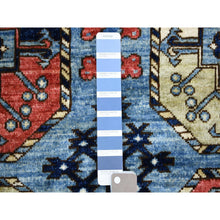Load image into Gallery viewer, 4&#39;1&quot;x9&#39;9&quot; Extra Soft Wool Hand Knotted Blue Afghan Ersari With Hutchlu Parda Design Oriental Wide Runner Rug FWR422352