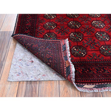 Load image into Gallery viewer, 2&#39;9&quot;x4&#39; Scarlet Red, Princess Bokara With Geometric Medallions Pattern, Vegetable Dyes, Soft Wool, Hand Knotted, Sample, Mat, Oriental Rug FWR4218