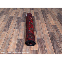 Load image into Gallery viewer, 2&#39;9&quot;x4&#39; Scarlet Red, Princess Bokara With Geometric Medallions Pattern, Vegetable Dyes, Soft Wool, Hand Knotted, Sample, Mat, Oriental Rug FWR4218