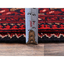 Load image into Gallery viewer, 2&#39;9&quot;x4&#39; Scarlet Red, Princess Bokara With Geometric Medallions Pattern, Vegetable Dyes, Soft Wool, Hand Knotted, Sample, Mat, Oriental Rug FWR4218