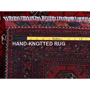 2'9"x4' Scarlet Red, Princess Bokara With Geometric Medallions Pattern, Vegetable Dyes, Soft Wool, Hand Knotted, Sample, Mat, Oriental Rug FWR4218